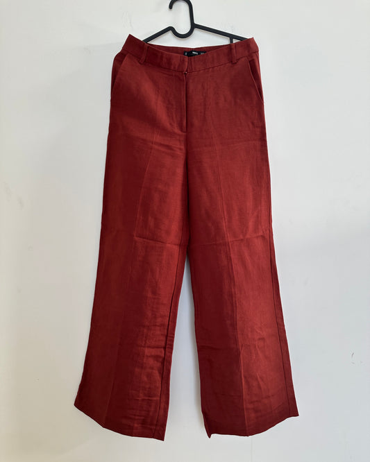 Brown wide leg linen trousers
