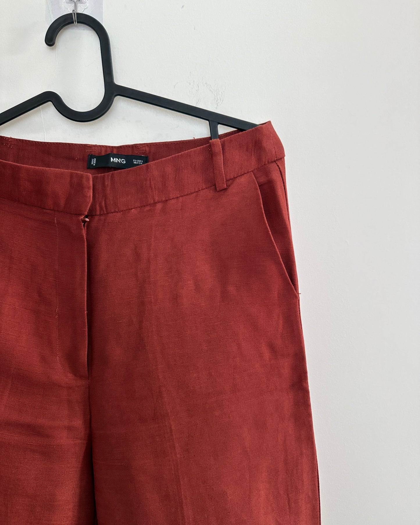 Brown wide leg linen trousers