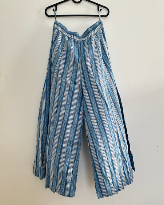 Blue and white cotton palazzos