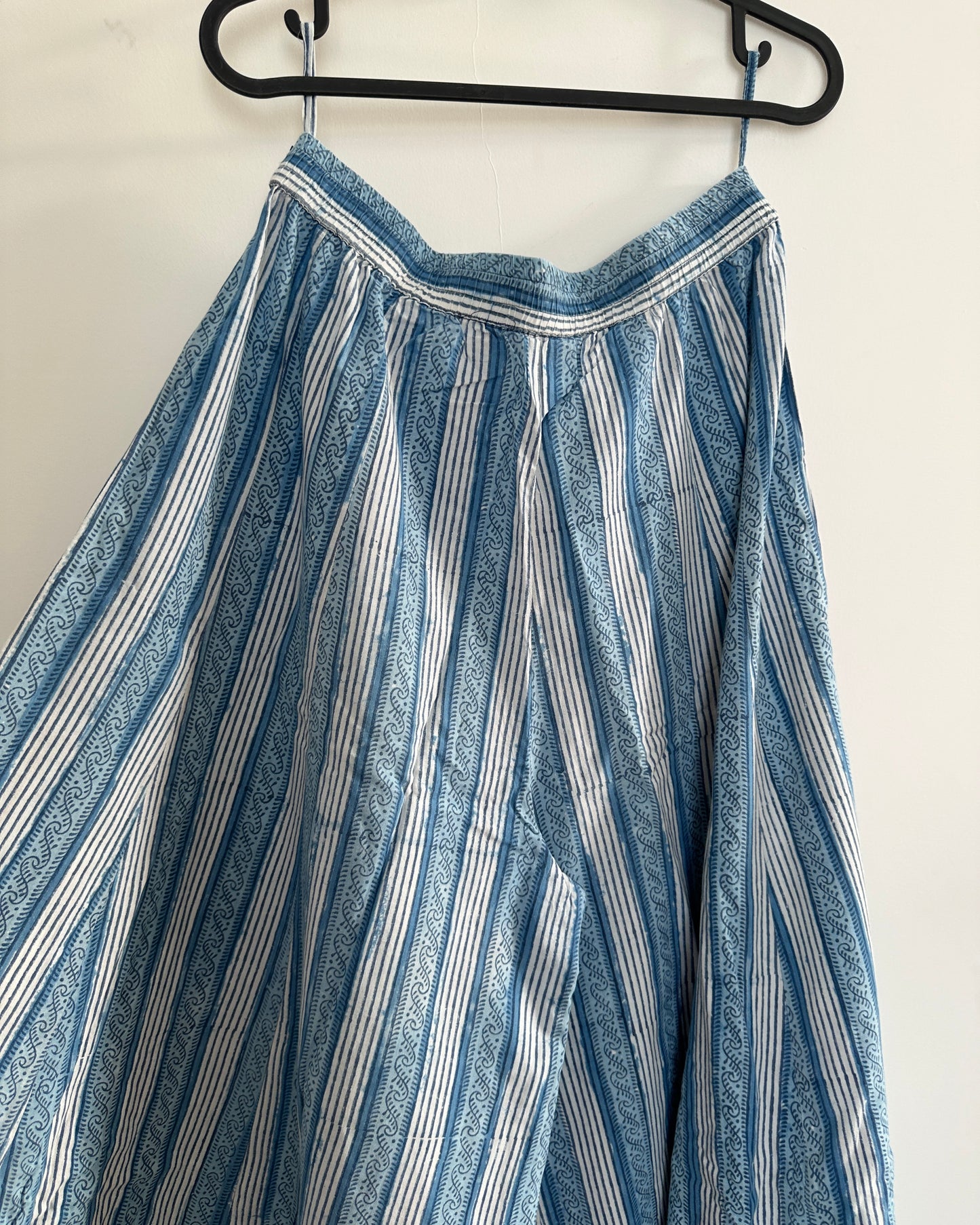 Blue and white cotton palazzos