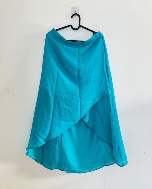 Sea green asymmetric skirt