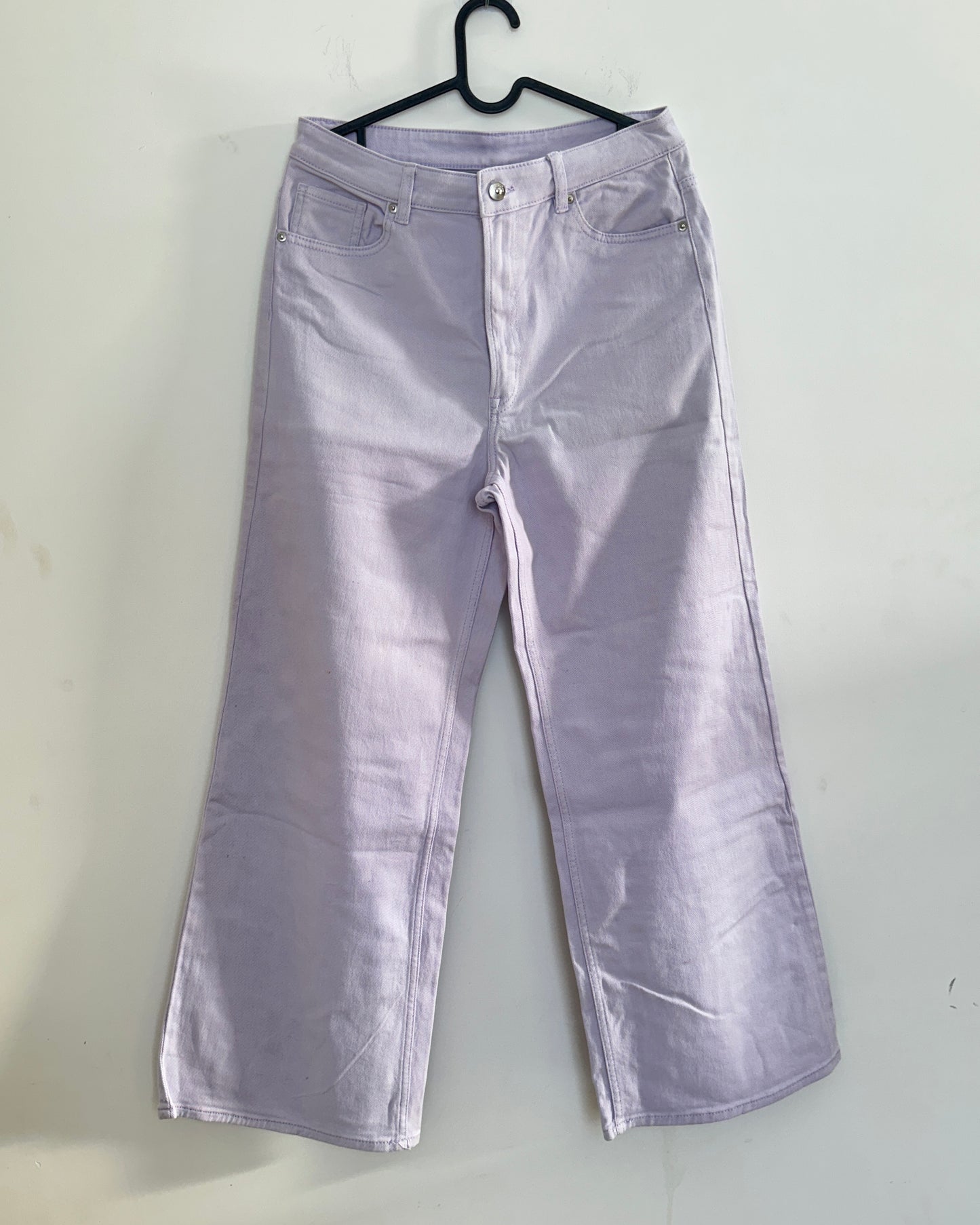 Lavender wide leg denim pants
