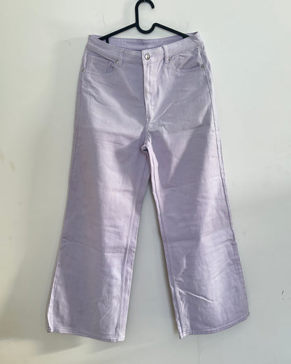 Lavender wide leg denim pants