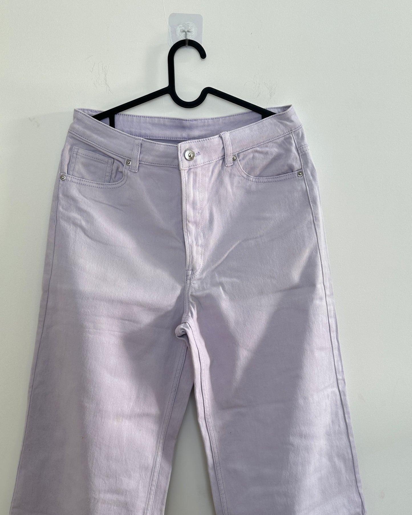 Lavender wide leg denim pants