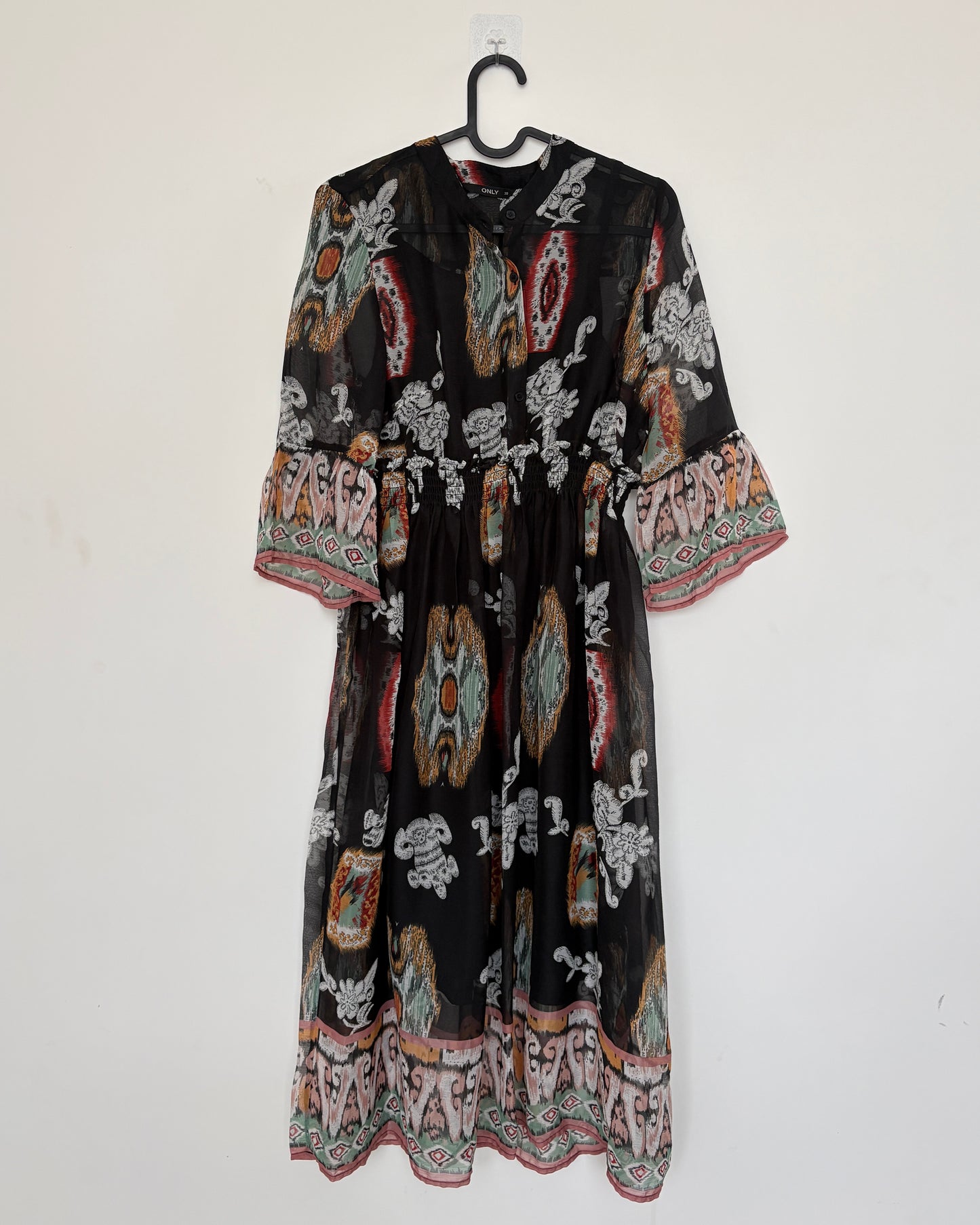 Black printed sheer tunic