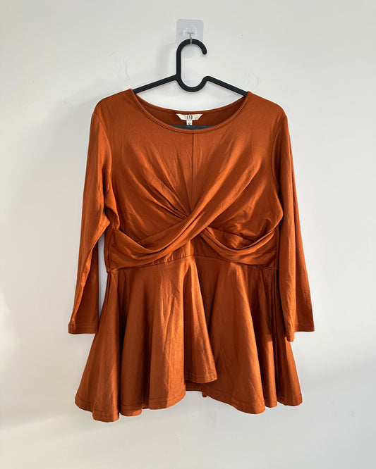 Brown twist overlay top