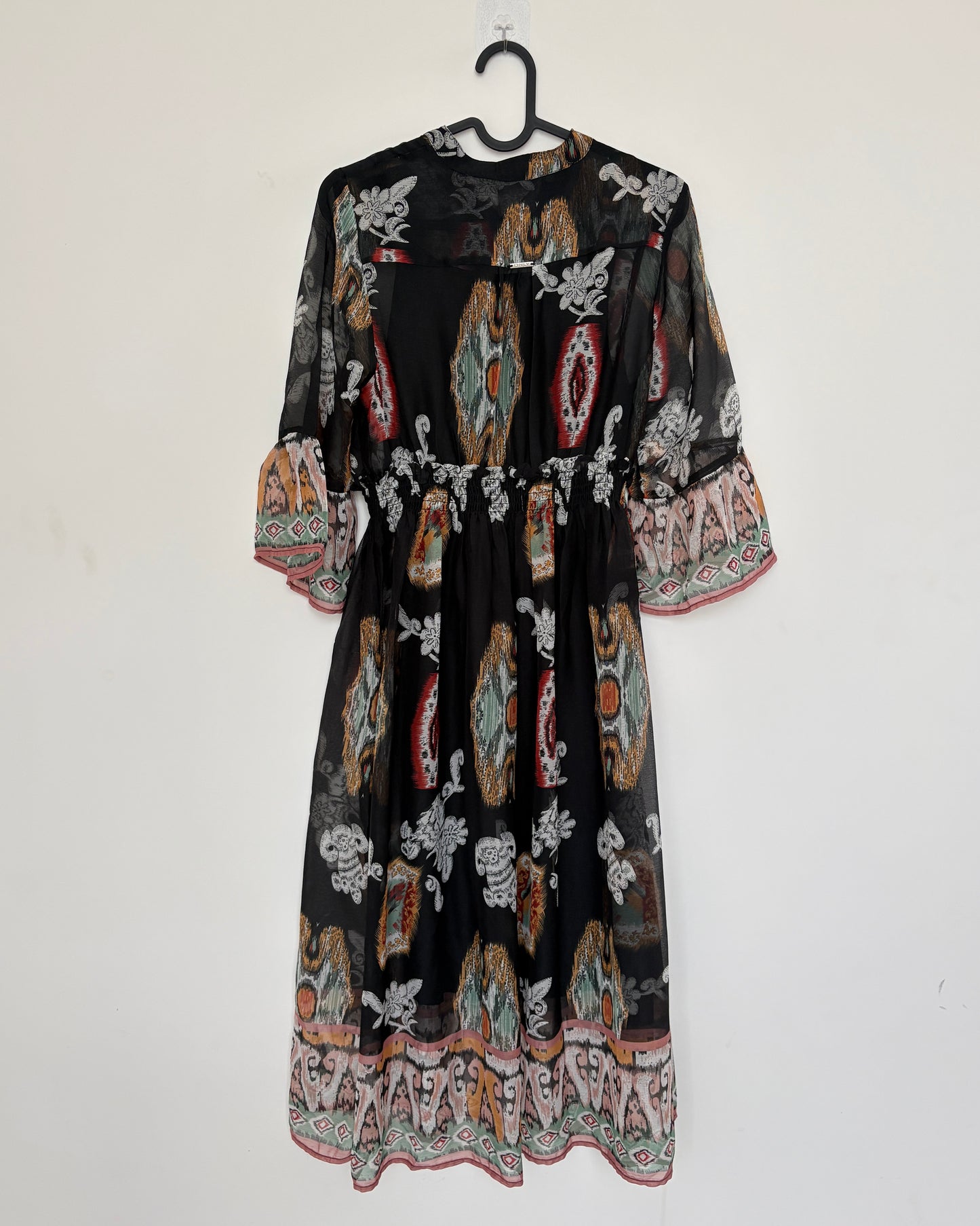 Black printed sheer tunic