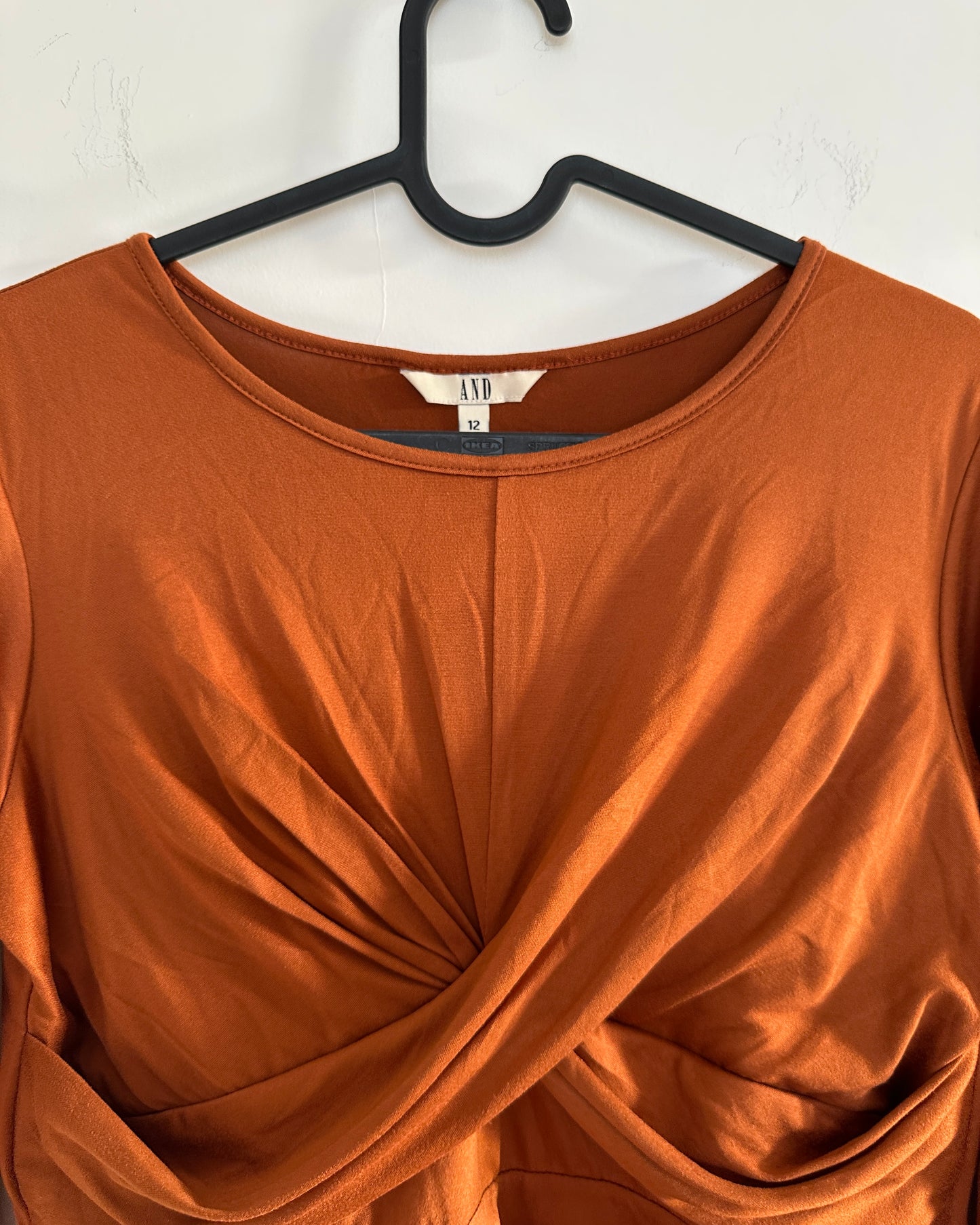 Brown twist overlay top