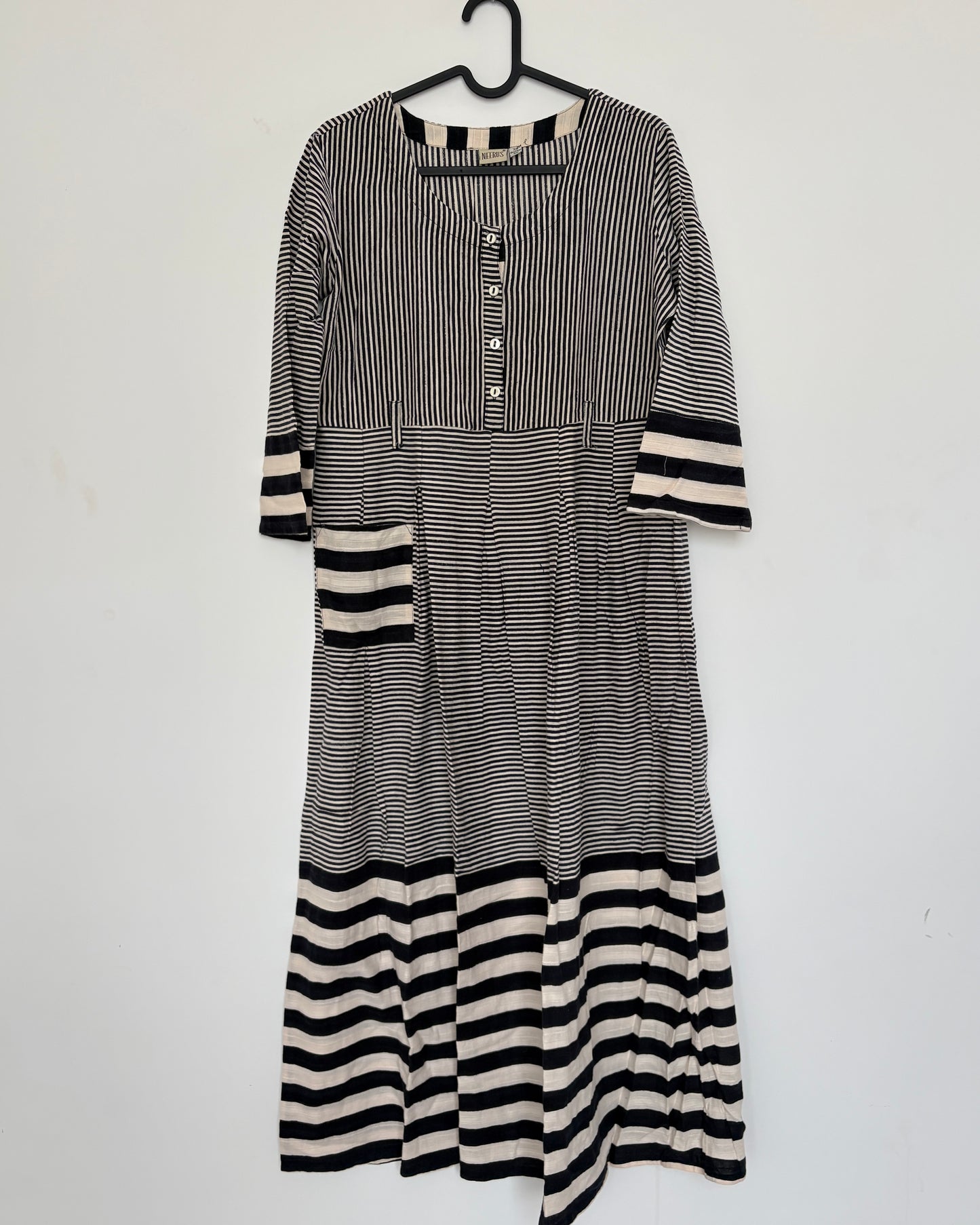 Black and beige striped kurta