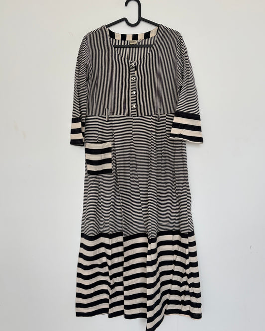 Black and beige striped kurta