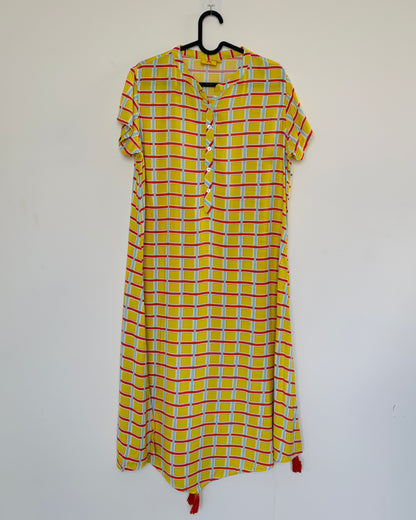 Yellow checks kurta