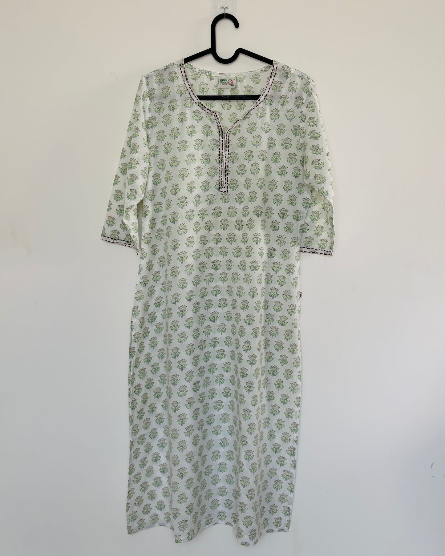 White cotton printed kurta set (2 pcs)