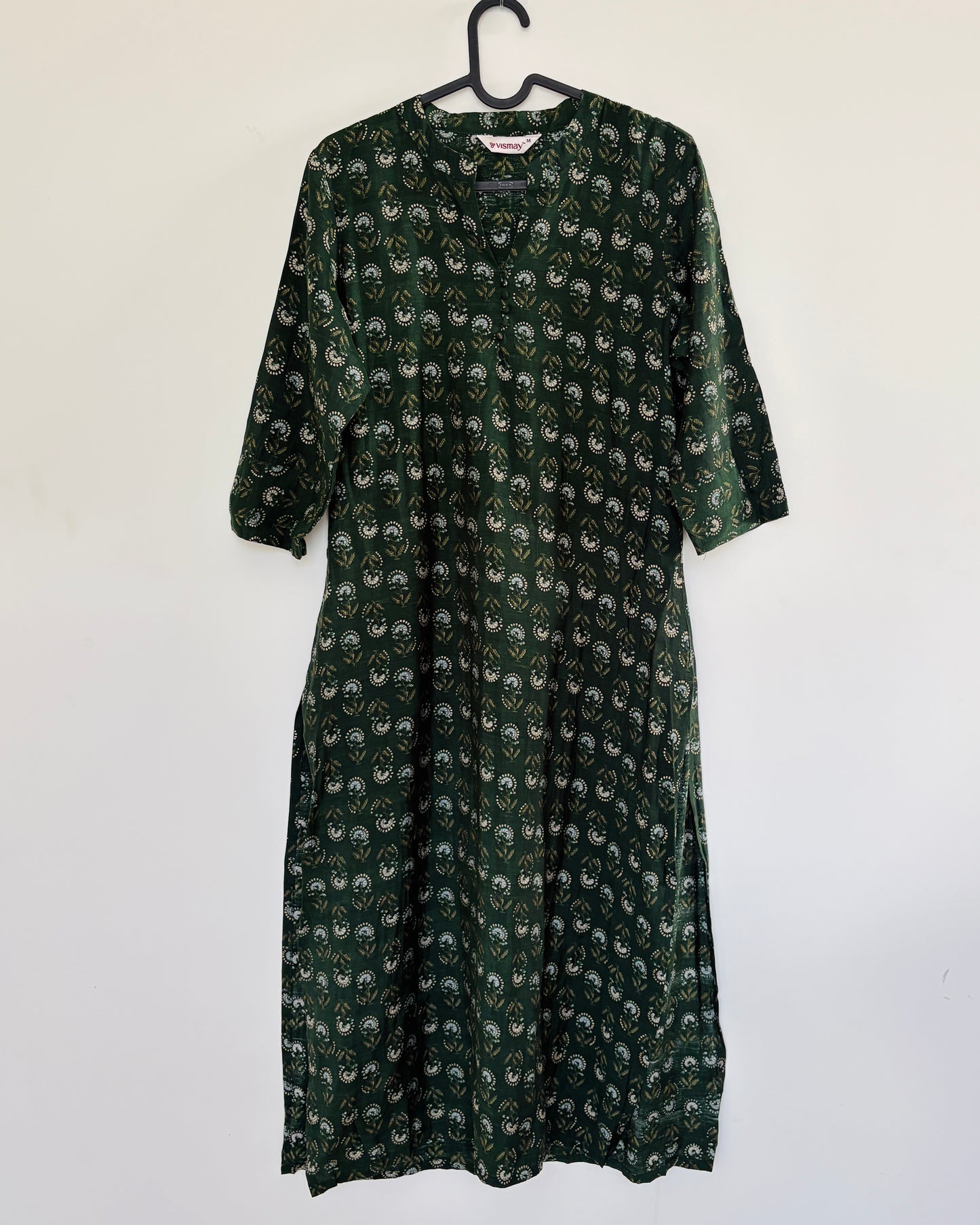 Printed dark green kurta
