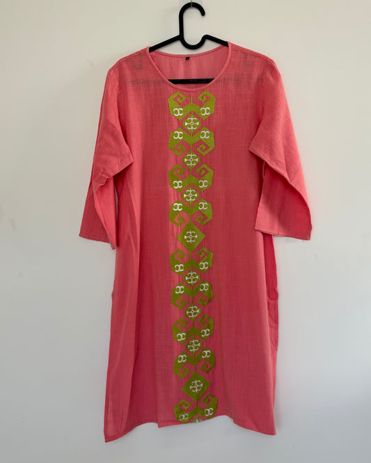 Peach and green kurta