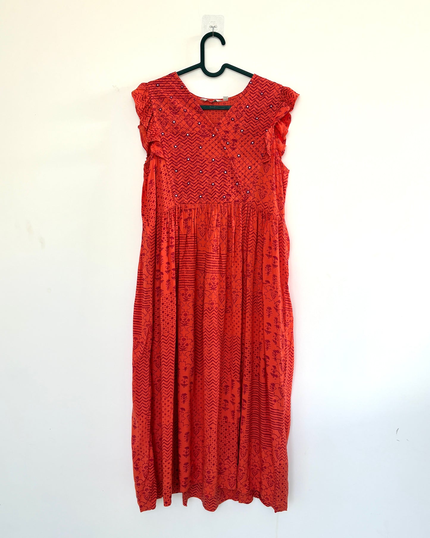 Orange kurta with embroidreed yoke