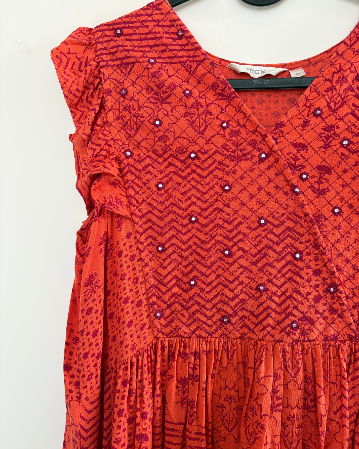 Orange kurta with embroidreed yoke