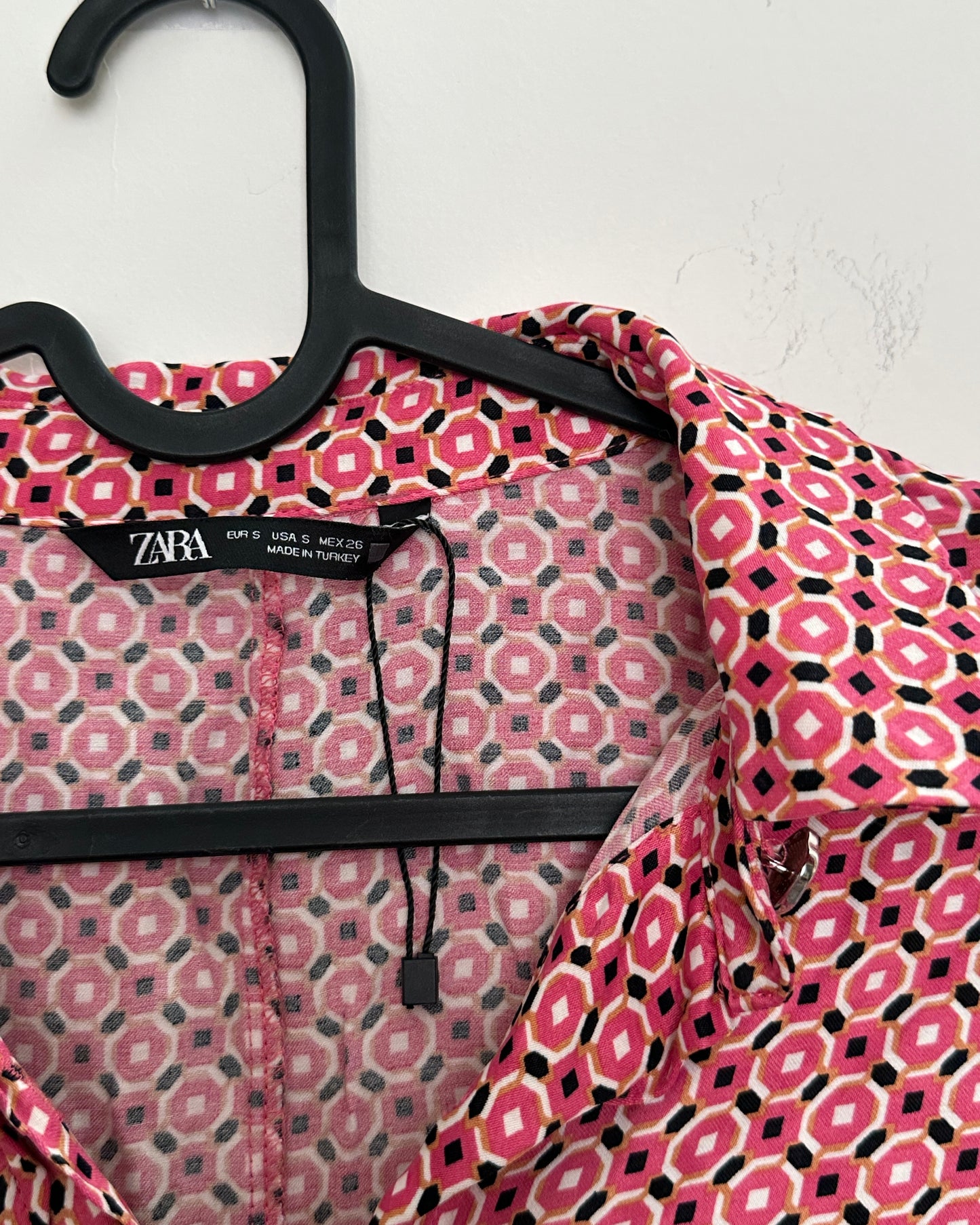 Pink satin geometric design oversized shirt