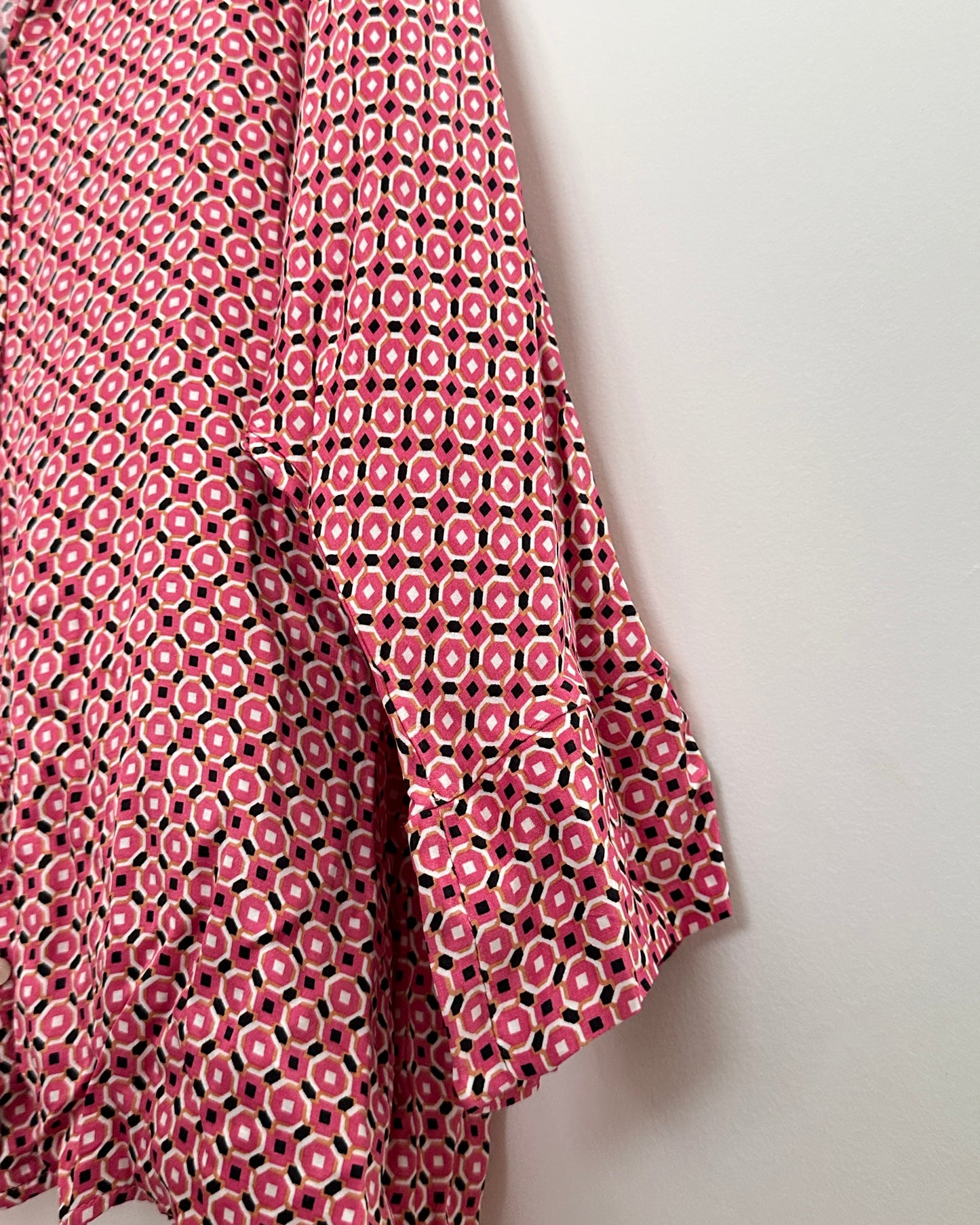 Pink satin geometric design oversized shirt