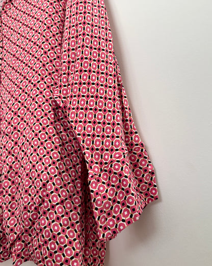 Pink satin geometric design oversized shirt