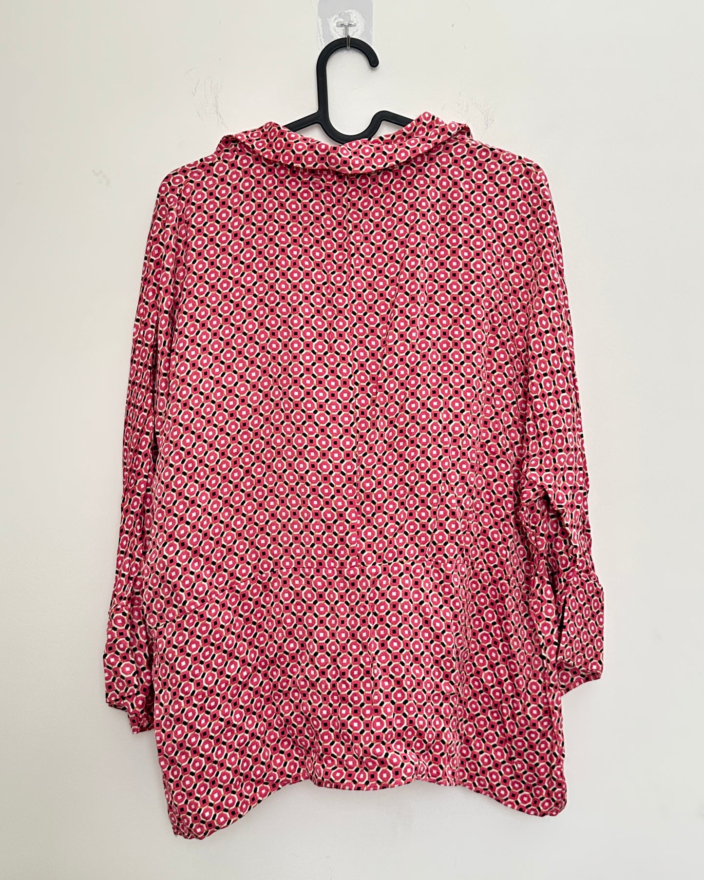 Pink satin geometric design oversized shirt