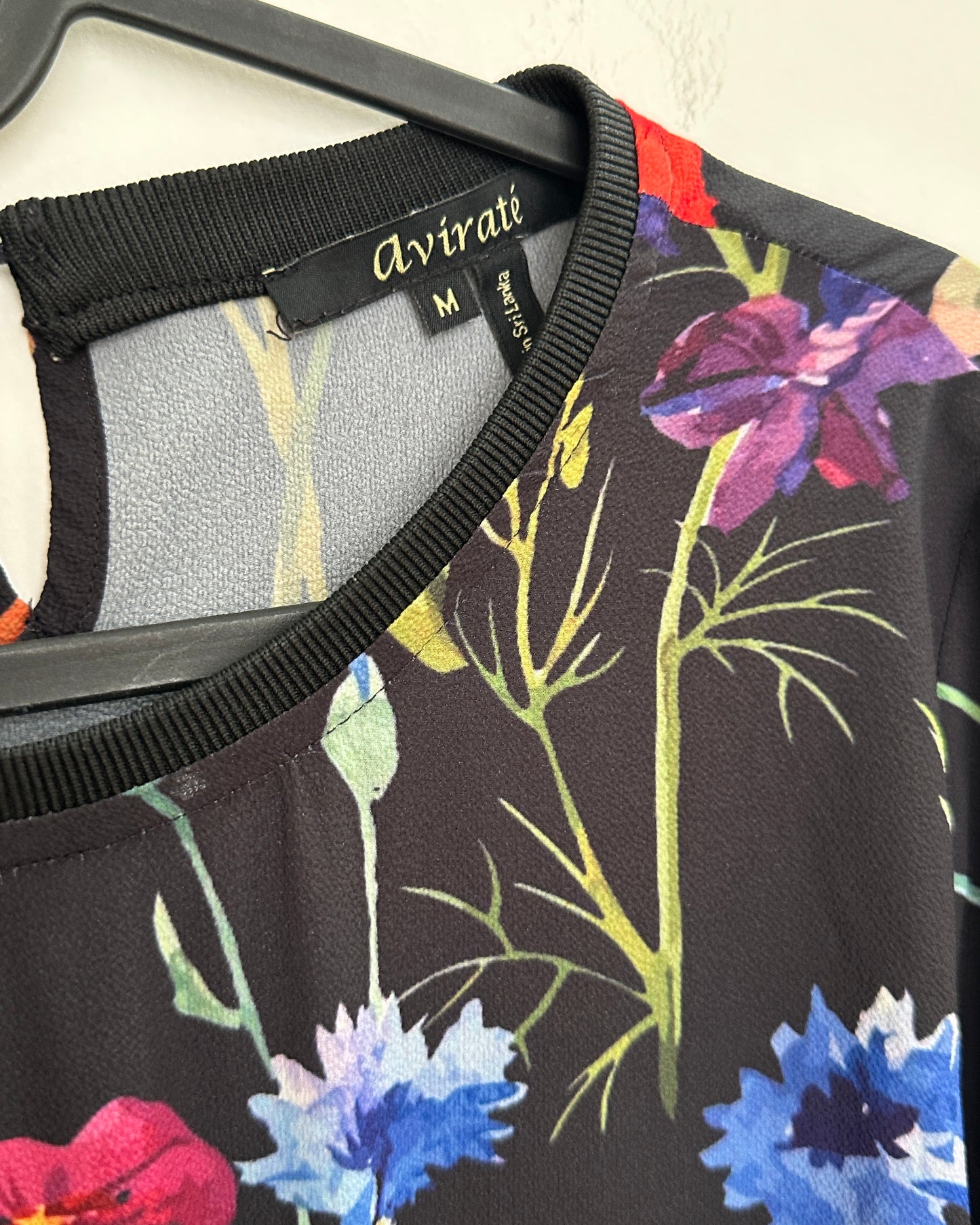 Black multicolor floral top