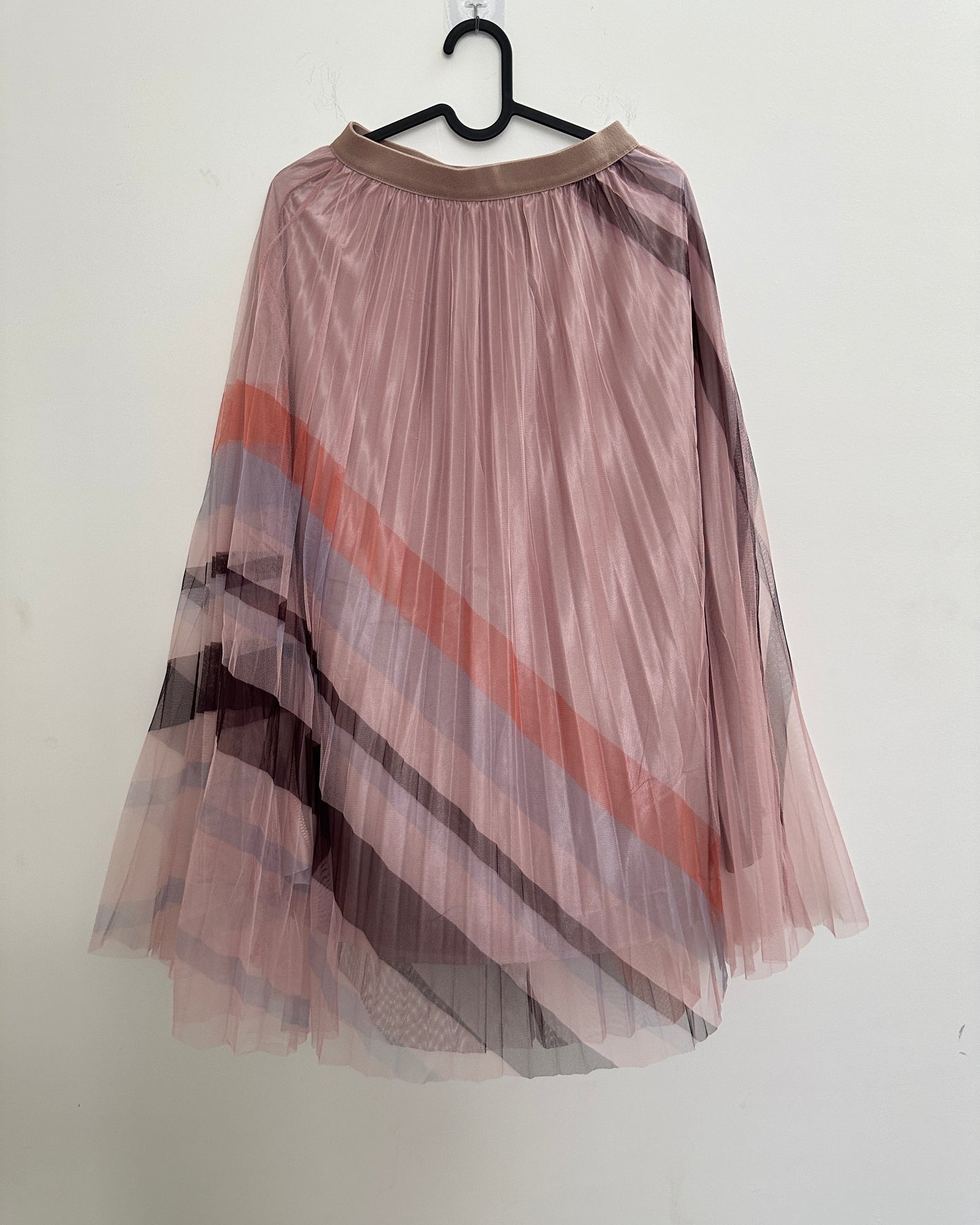Pink satin and net pleated skirt