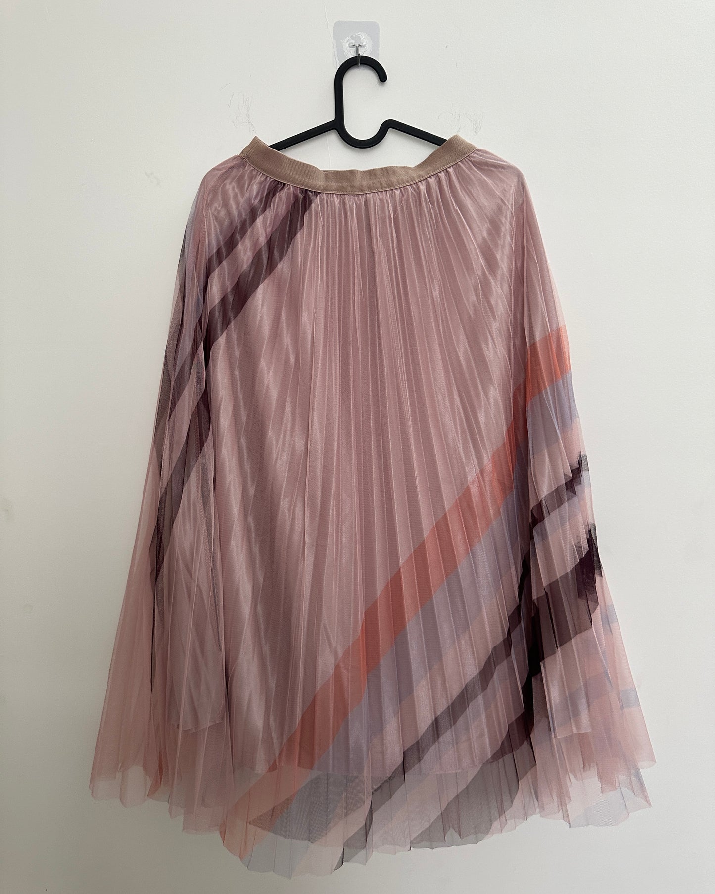Pink satin and net pleated skirt