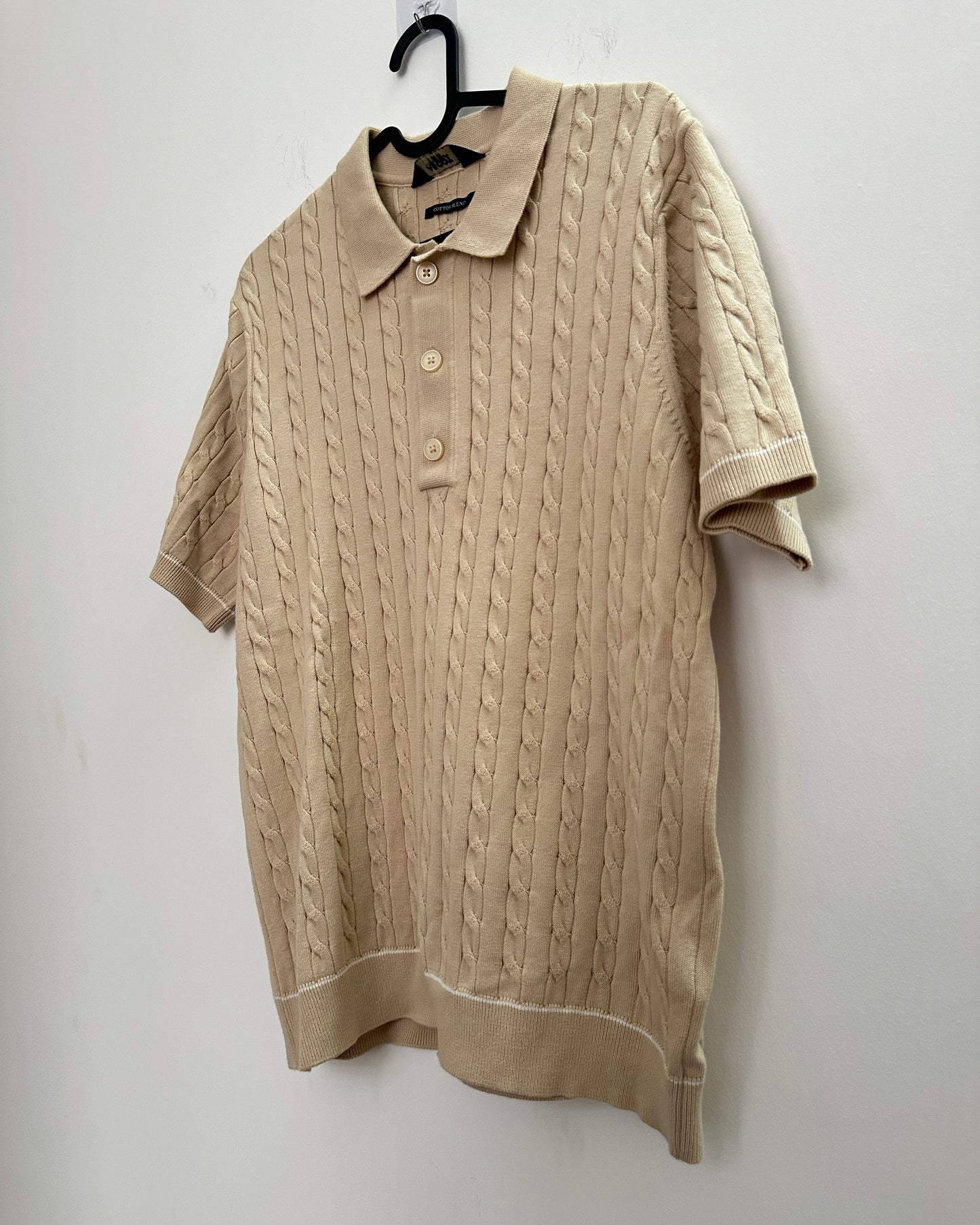 Beige knit men's t-shirt