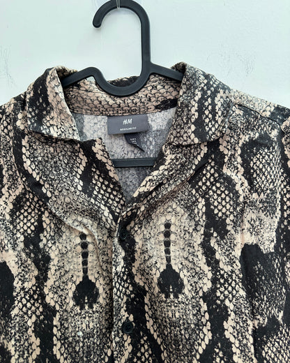 Black and beige snakeskin print relaxed shirt
