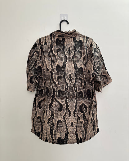 Black and beige snakeskin print relaxed shirt