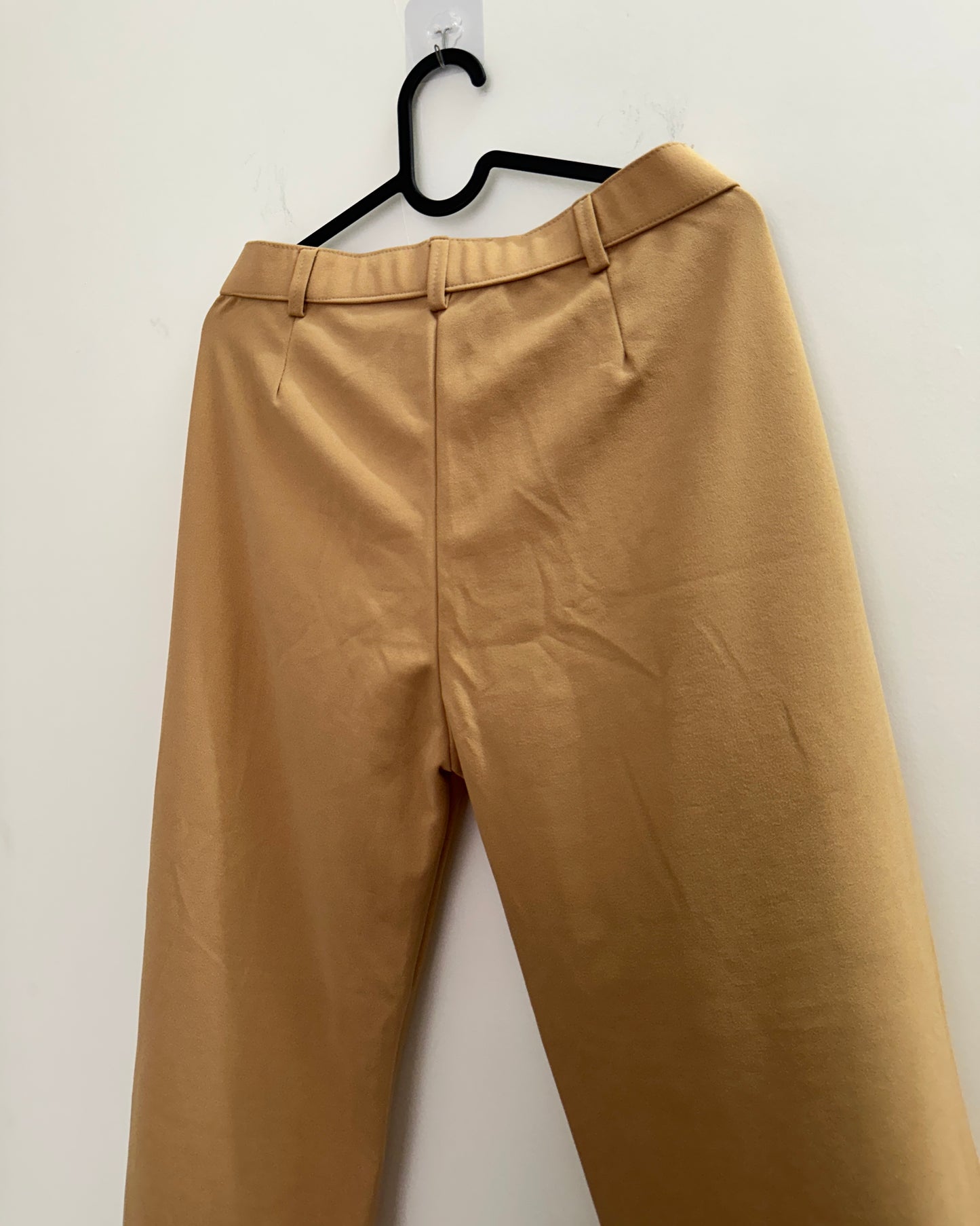 Beige mid-rise straight fit trousers