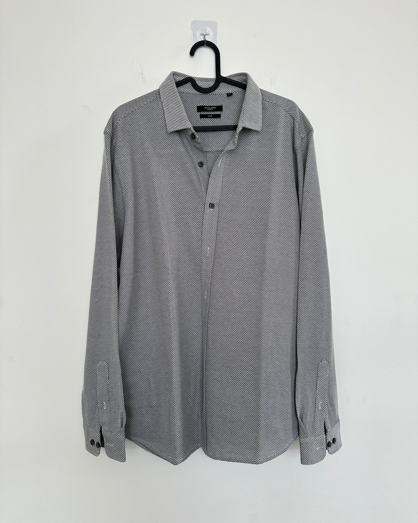 Black and white textured formal shirt
