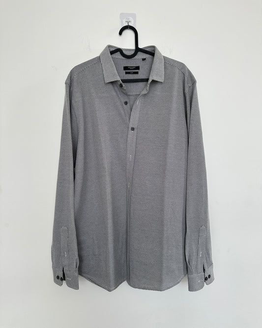 Black and white textured formal shirt