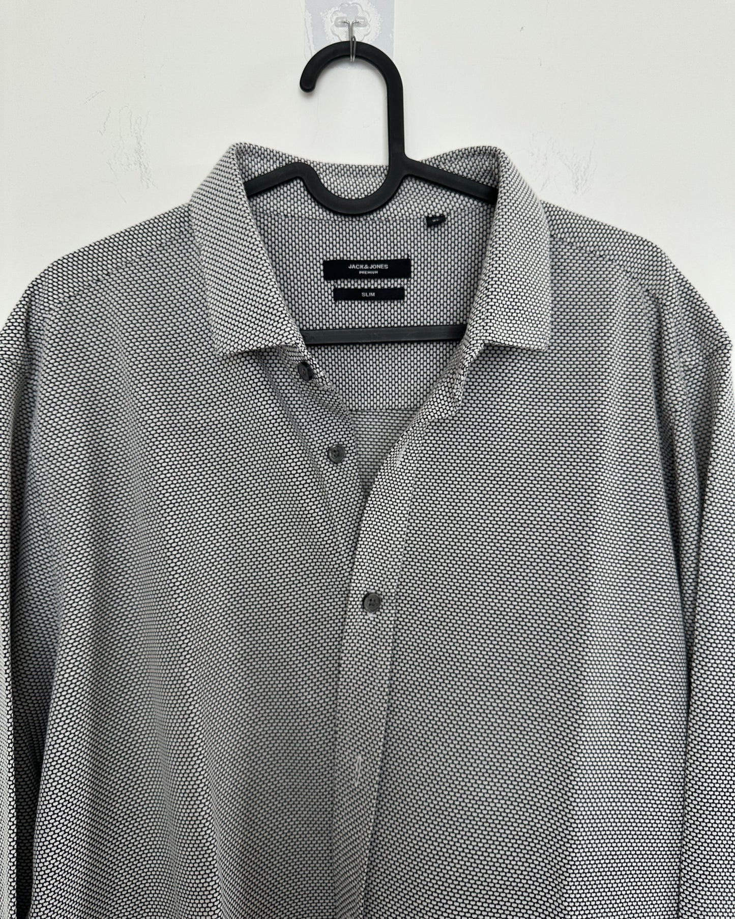 Black and white textured formal shirt