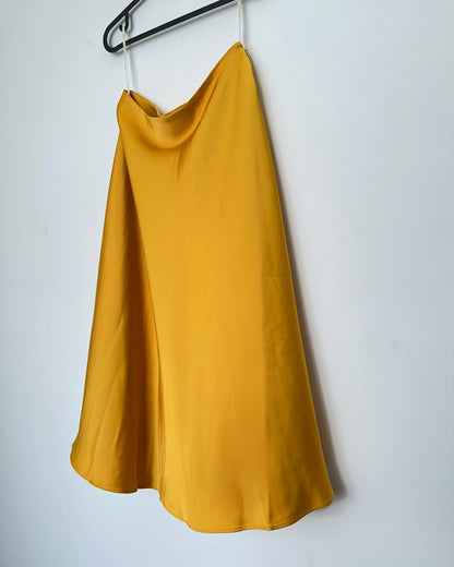 Yellow satin skirt