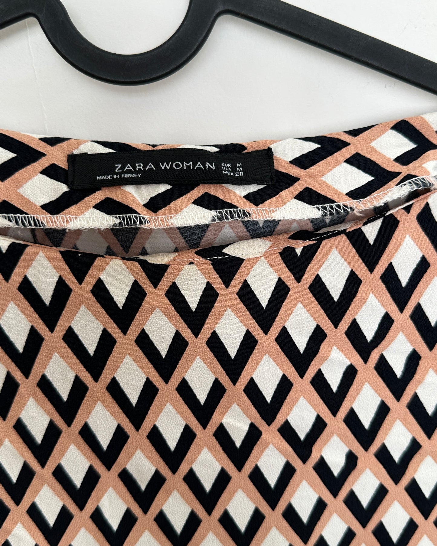 Satin shirt with abstract geometric print