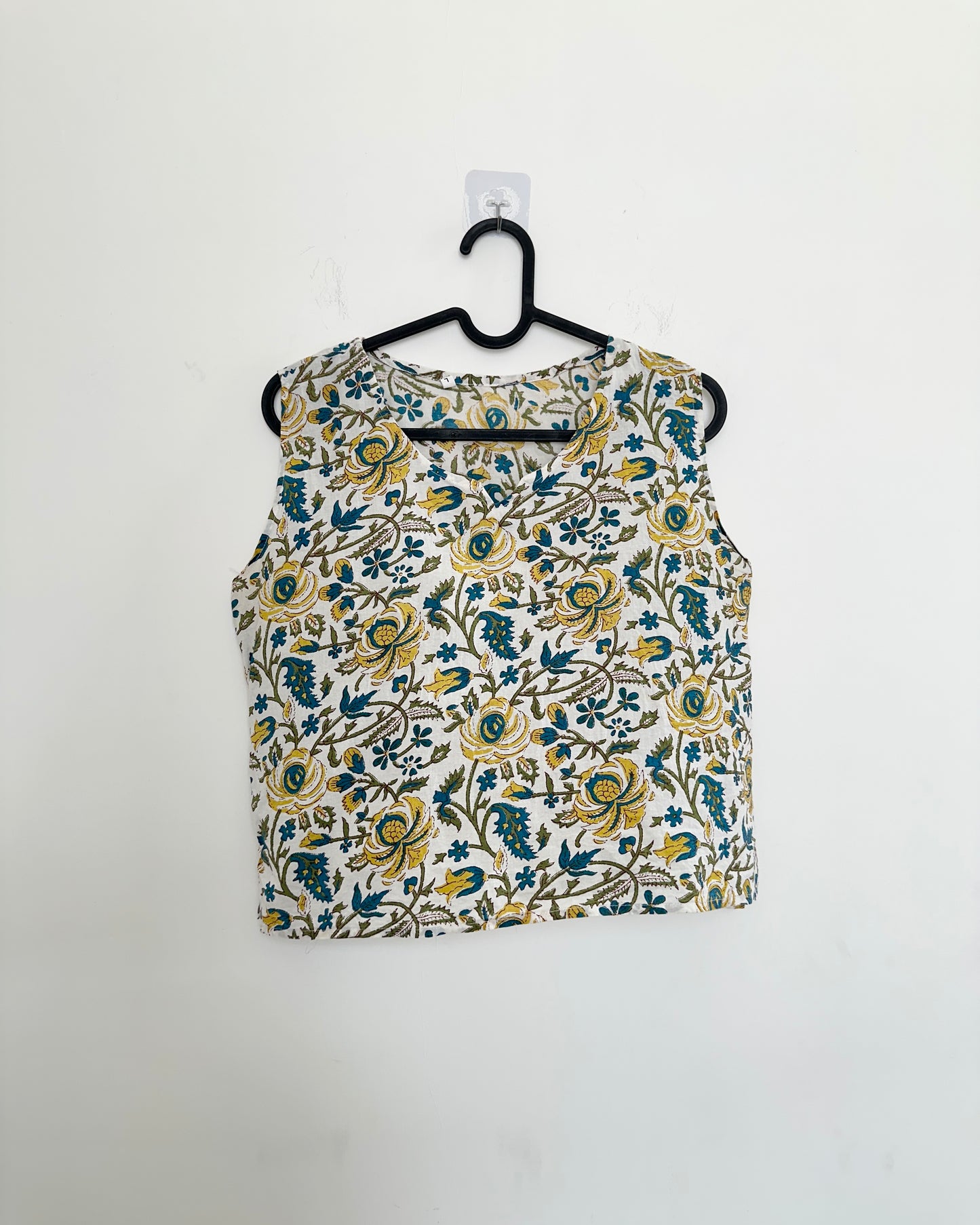 White printed cotton crop top