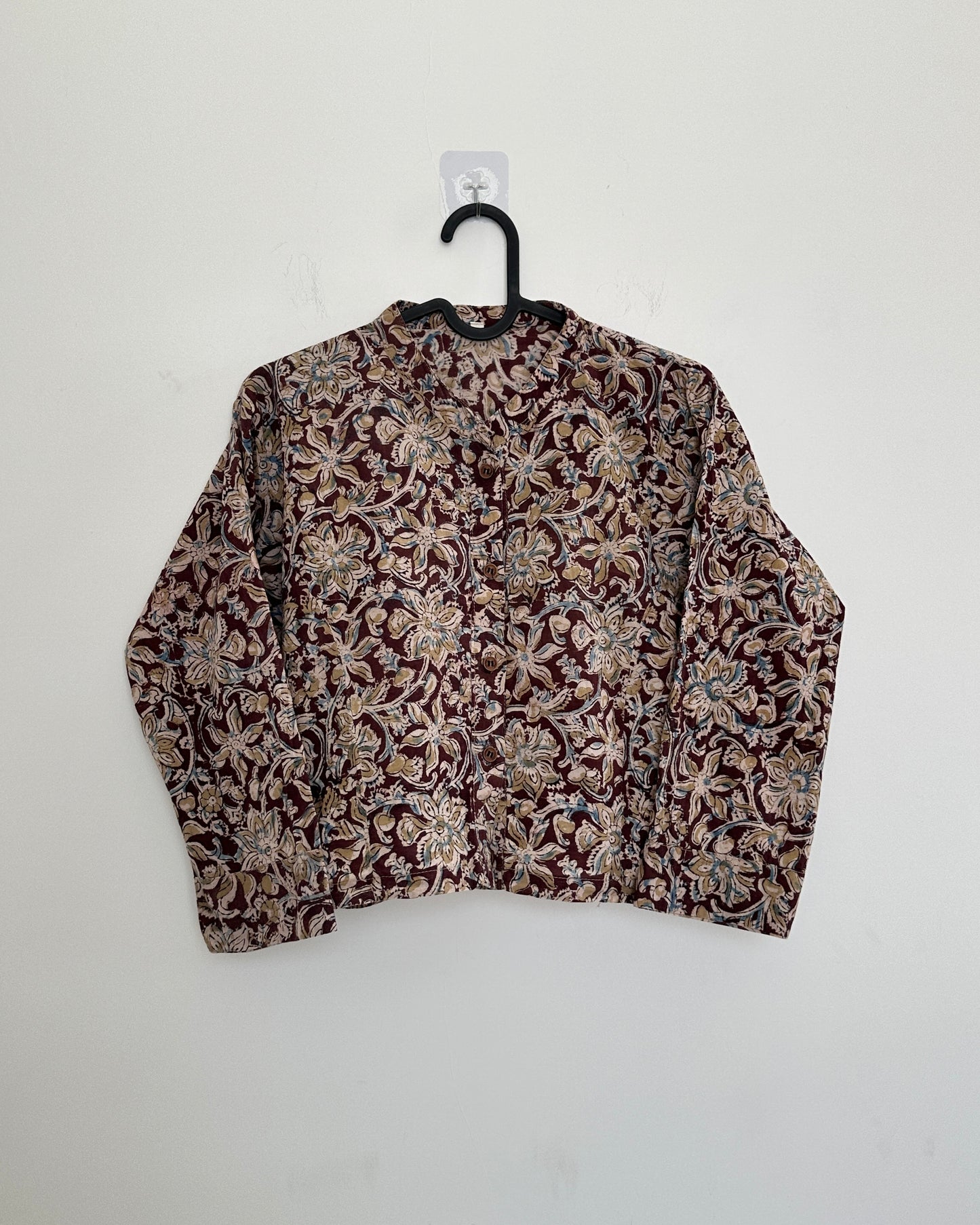 Brown kalamkari printed crop top