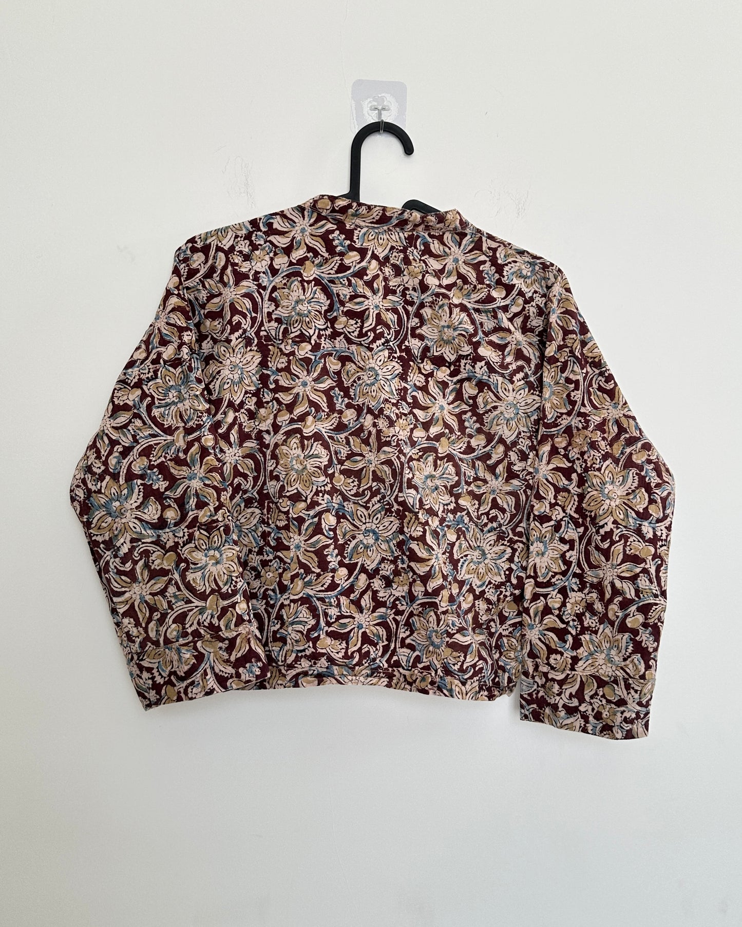 Brown kalamkari printed crop top