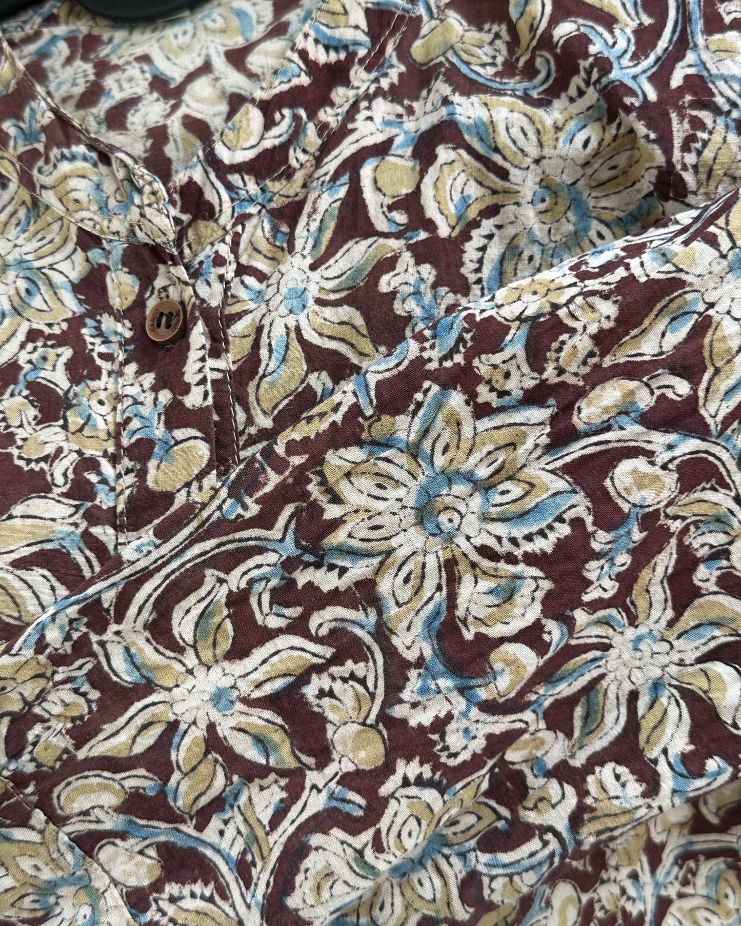 Brown kalamkari printed crop top