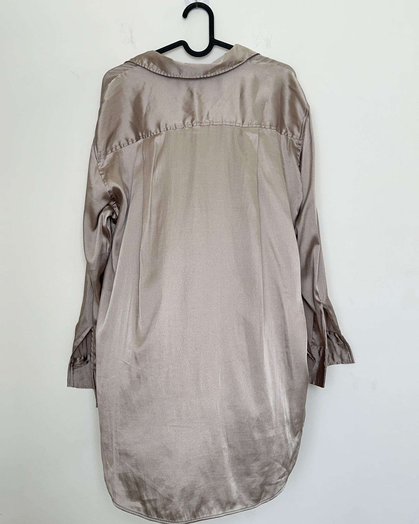 Oversized grey satin shirt