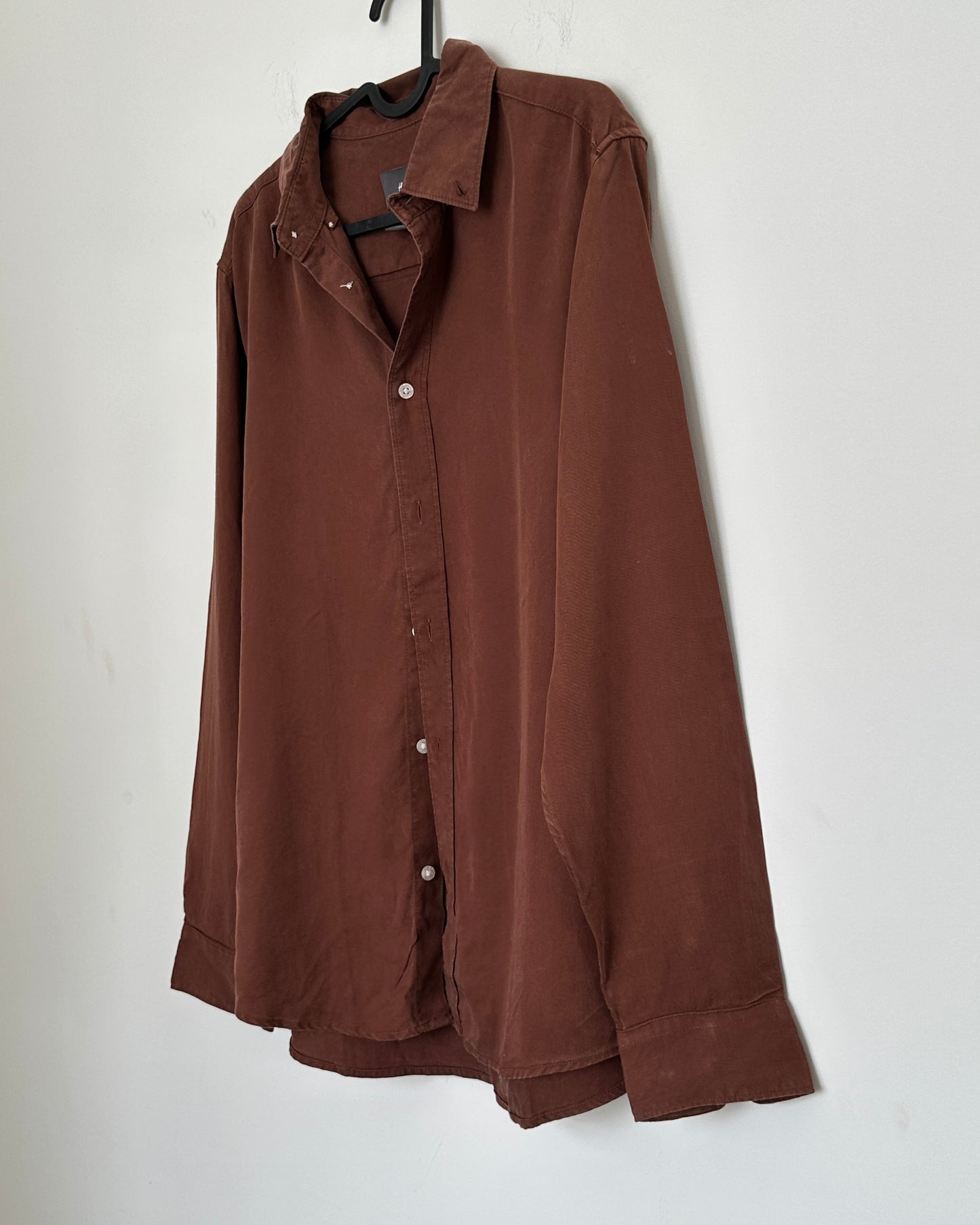Oversized textured brown shirt