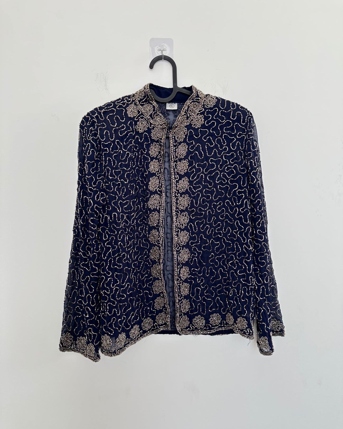 Embroidered blue pullover shirt