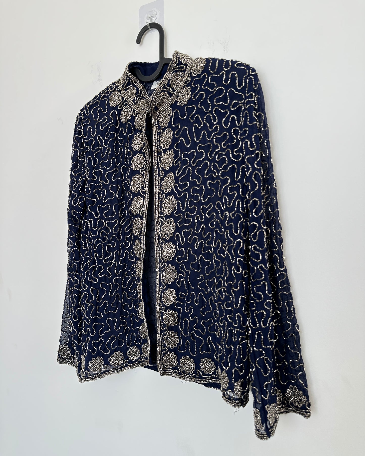 Embroidered blue pullover shirt