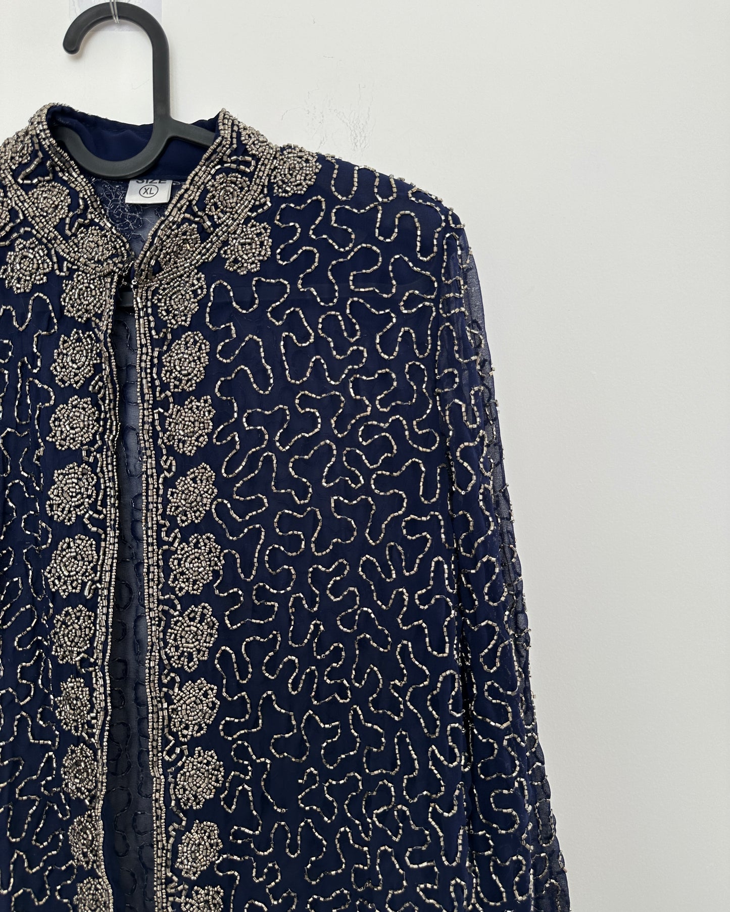 Embroidered blue pullover shirt