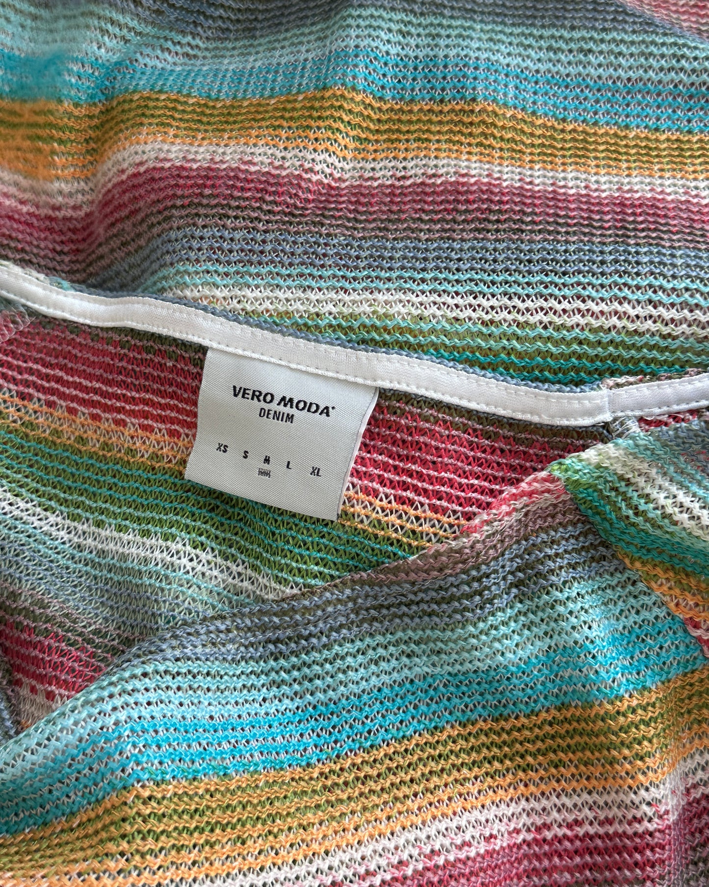 Multicolor striped knit top with boat neck
