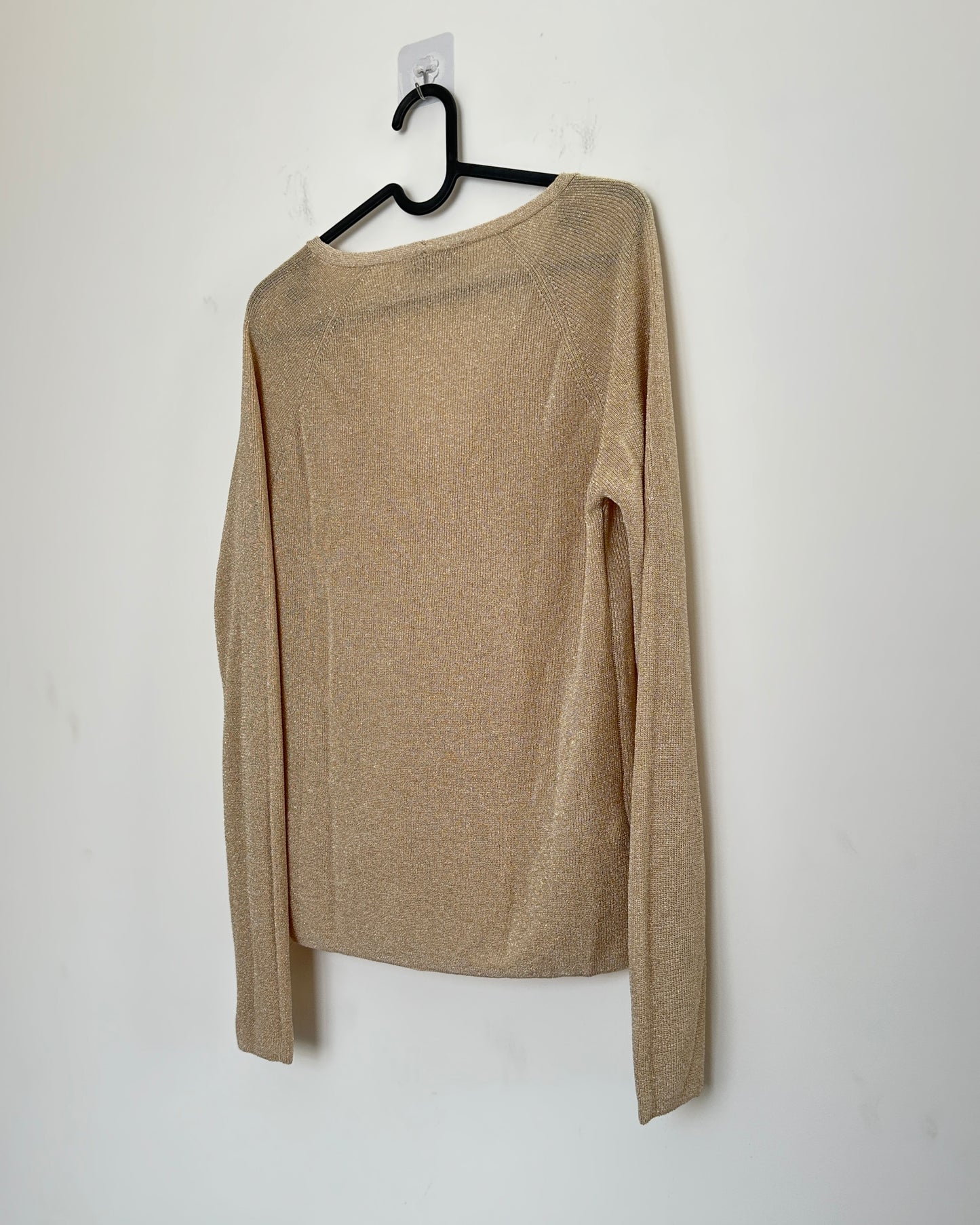 V neck gold metallic sweatshirt
