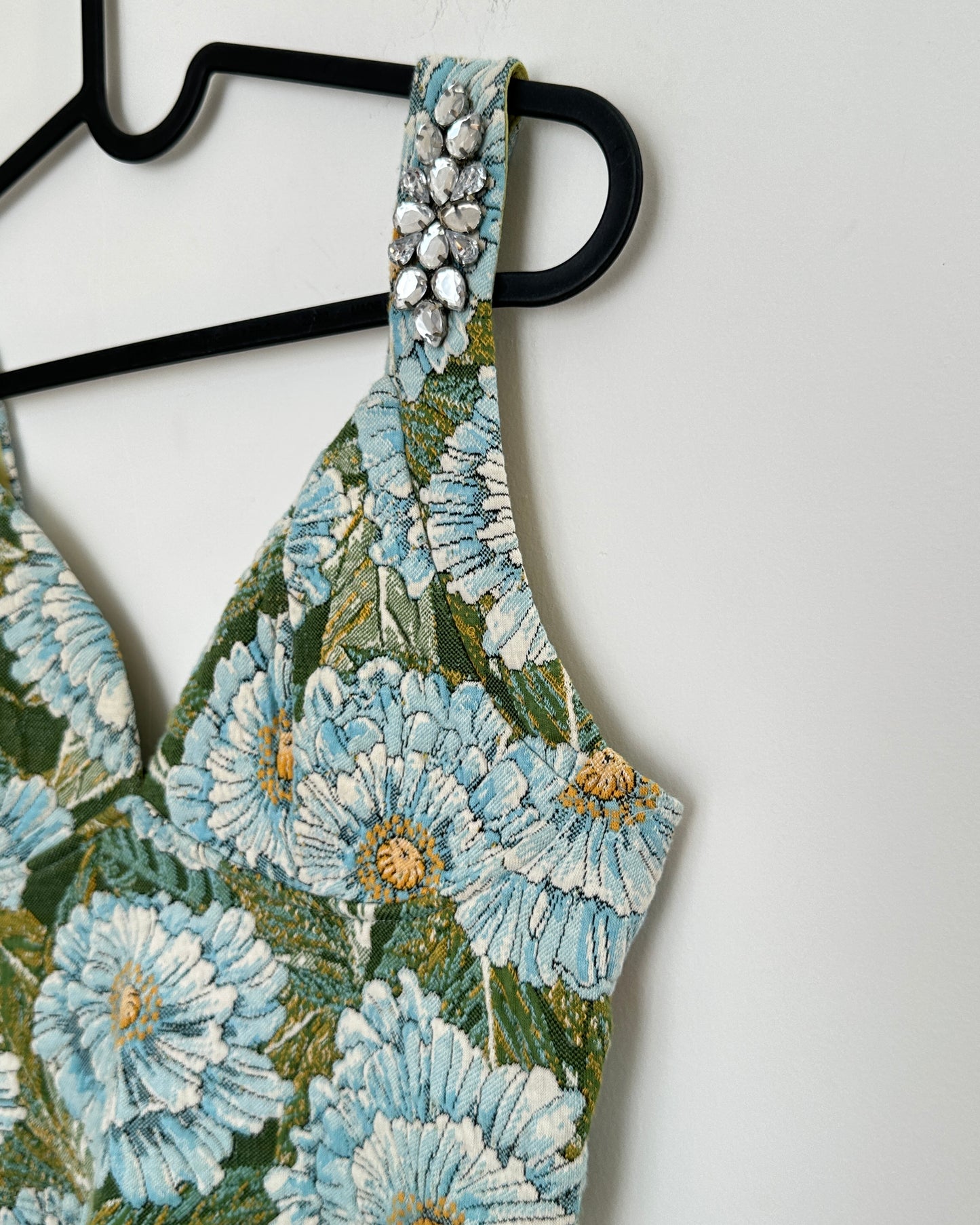 Embellished floral crop top