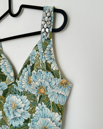 Embellished floral crop top