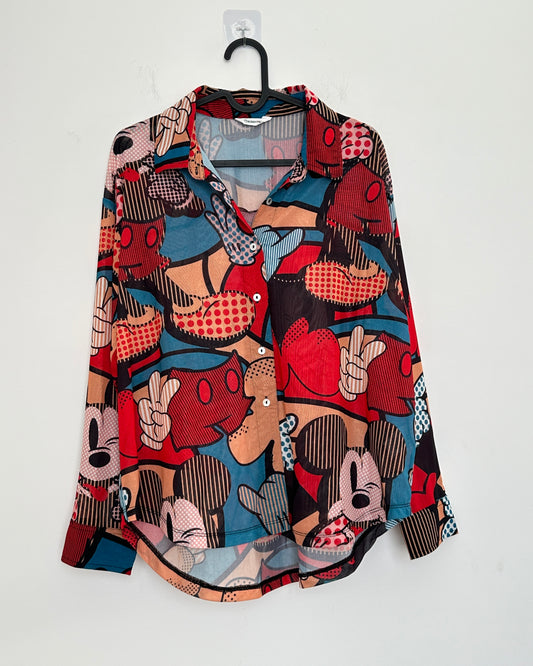 Mickey mouse printed mesh shirt